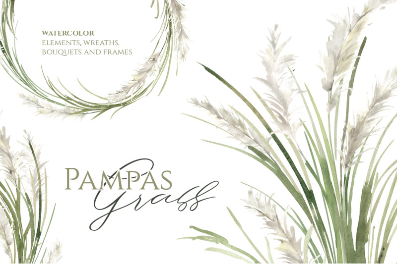 watercolor-pampas-grass-greenery-bouquets-frames-wreaths