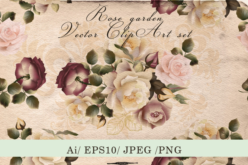 vintage-rose-garden-vector-clip-art-illustrations-set