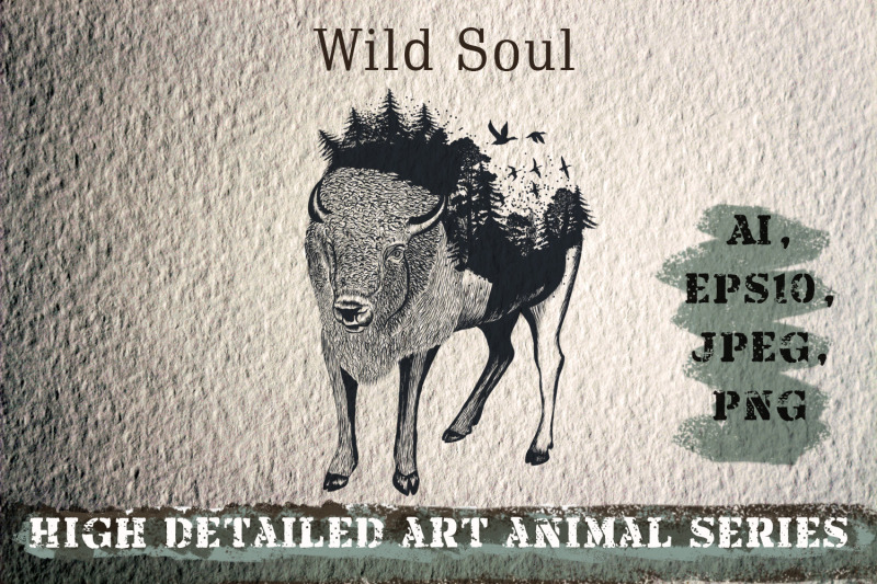 animal-series-wild-soul-buffalo-vector-illustration