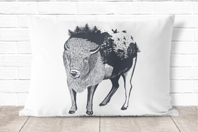 animal-series-wild-soul-buffalo-vector-illustration