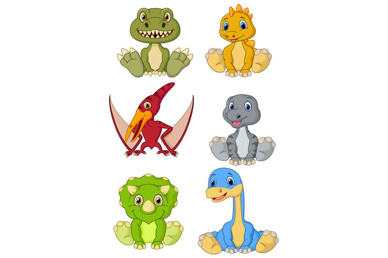 cartoon-cute-baby-dinosaurs-collection