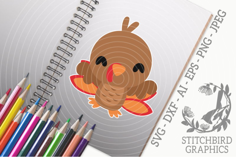 Cute Baby Turkey SVG, Silhouette Studio, Cricut, Eps, Dxf, AI, PNG By