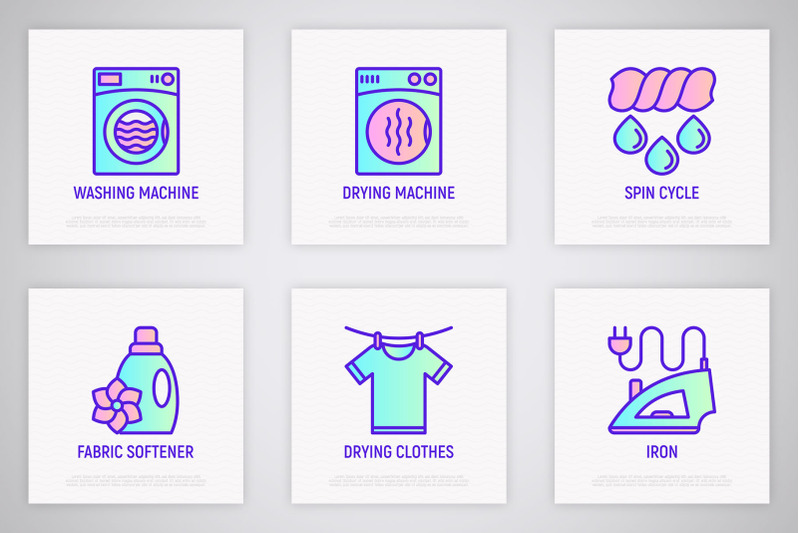 laundry-service-16-thin-line-icons-set