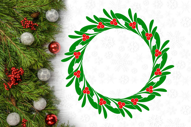 christmas-mistletoe-wreath-svg-design