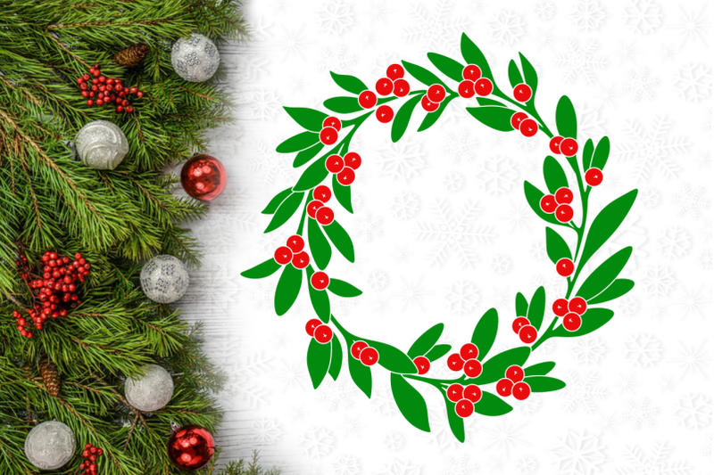 christmas-mistletoe-wreath-svg-design