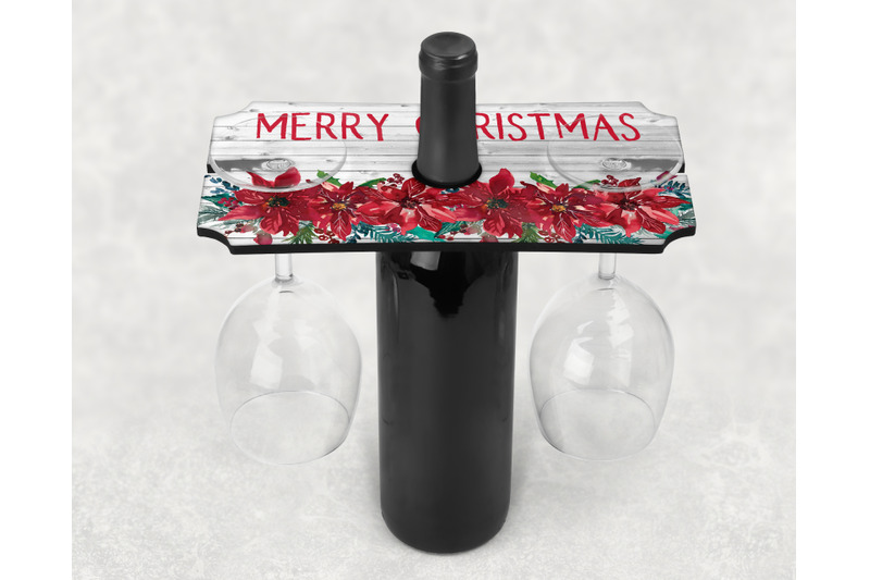 merry-christmas-poinsettia-2-glass-wine-caddy-holder-tray-clipart