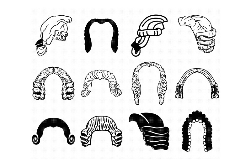 18th-19th-century-wigs-svg-dxf-vector-eps-clipart