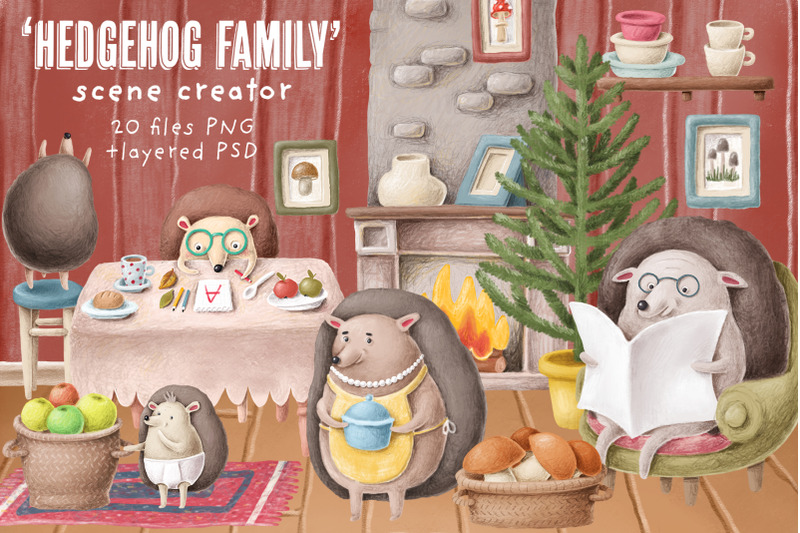 hedgehog-family-scene-creation-kit
