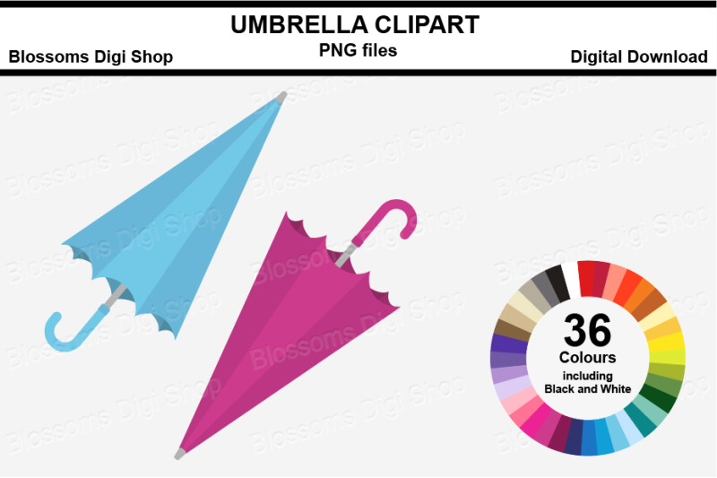 umbrella-sticker-clipart-36-files-multi-colours