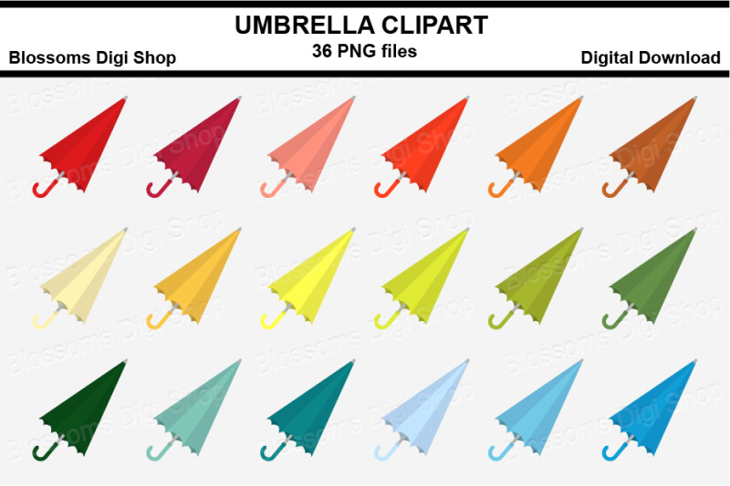 umbrella-sticker-clipart-36-files-multi-colours