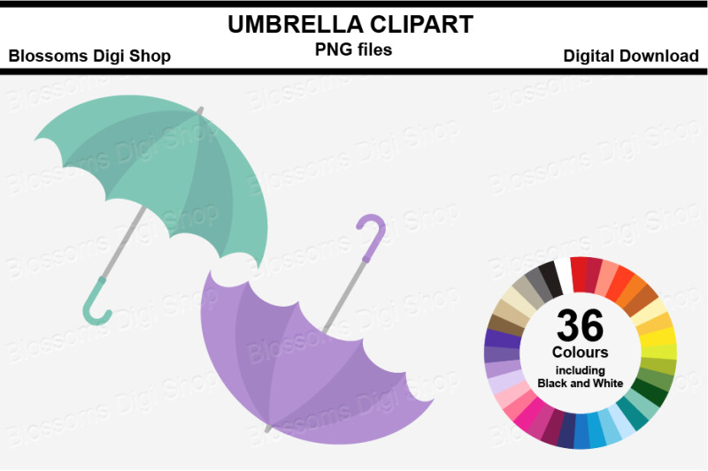 umbrella-sticker-clipart-36-files-multi-colours