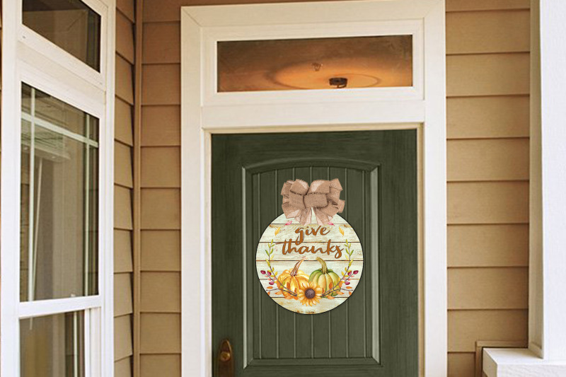 give-thanks-pumpkin-and-sunflower-round-door-hanger-clipart