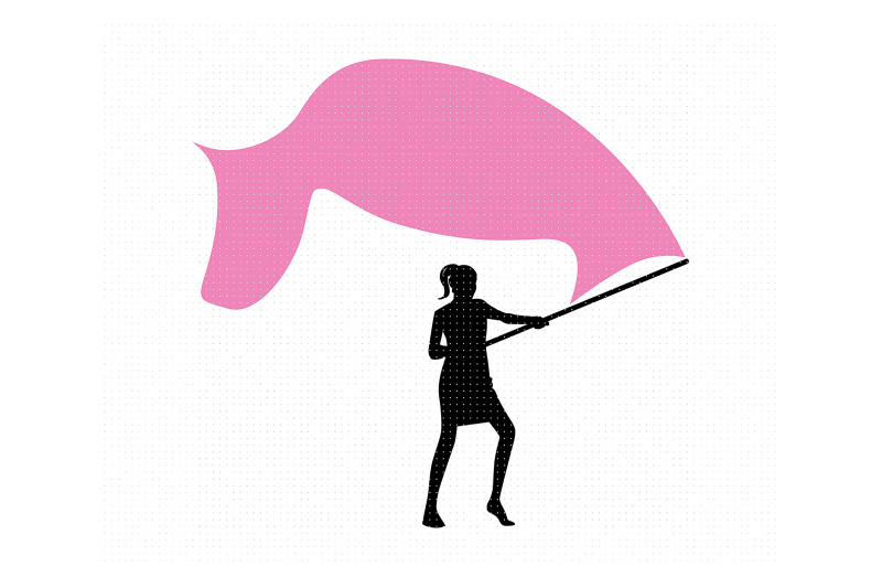 woman-waving-a-pink-flag-svg-dxf-vector-eps-clipart-cricut