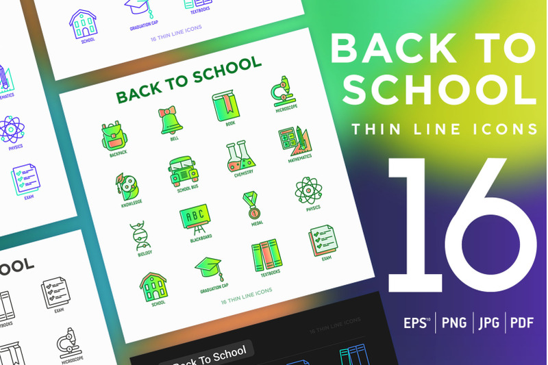 back-to-school-16-thin-line-icons