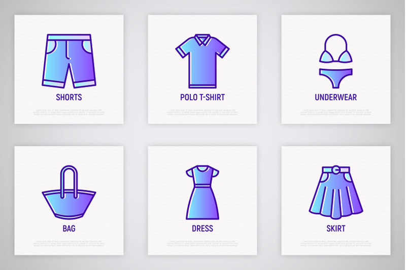 clothes-16-thin-line-icons-set