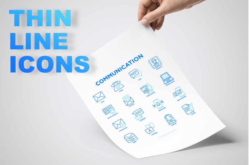 communication-16-thin-line-icons-set