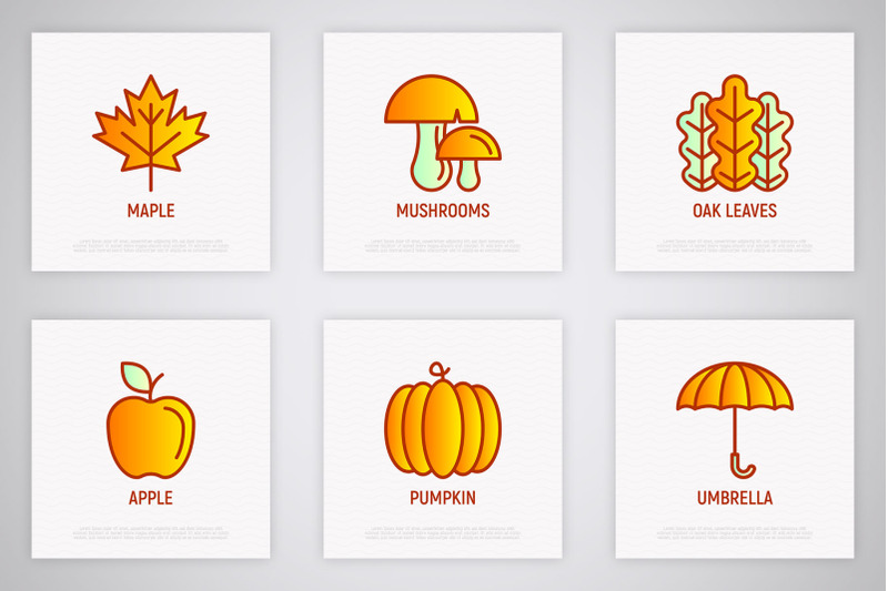 autumn-16-thin-line-icons-set