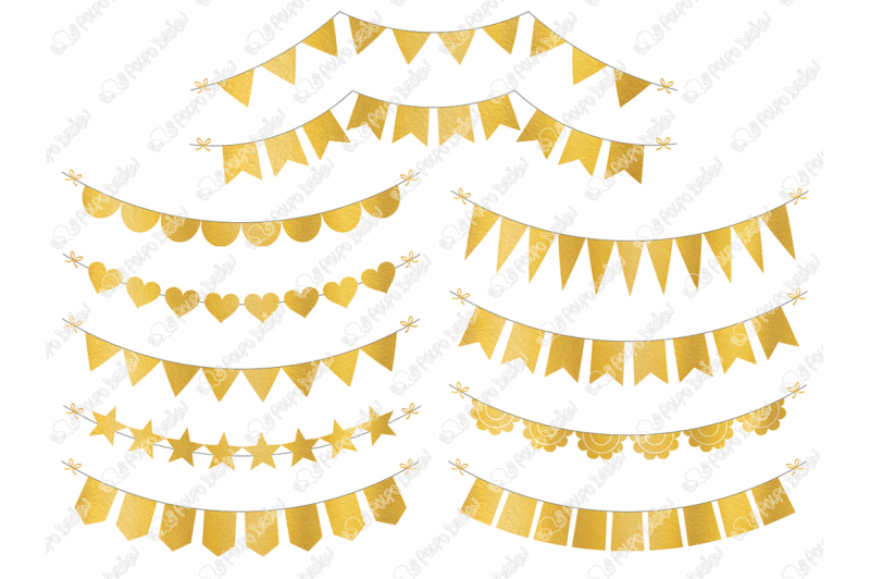 gold-foil-bunting-banners-clipart