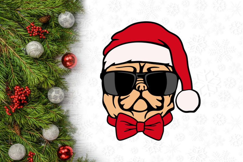 christmas-dog-pug-santa-hat-svg-design