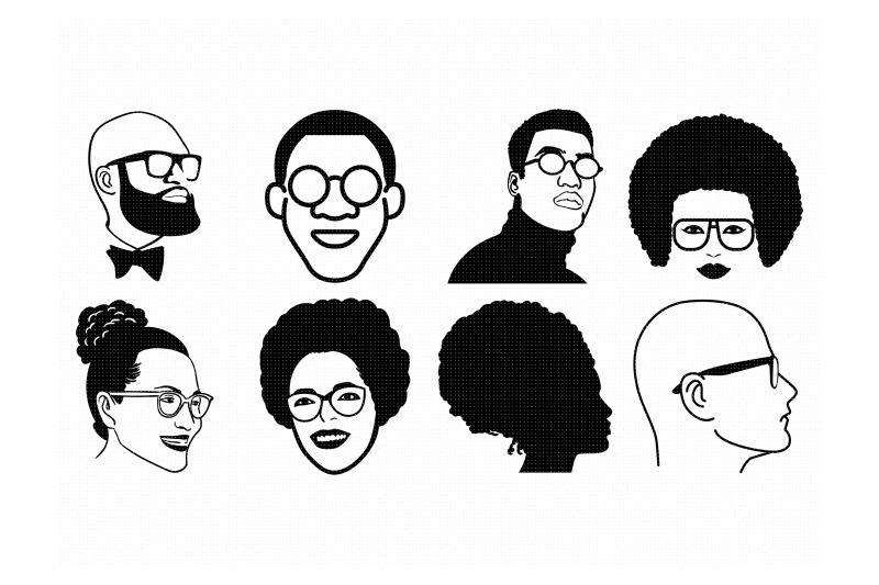 smart-nerd-black-woman-man-with-glasses-svg-dxf-vector-eps