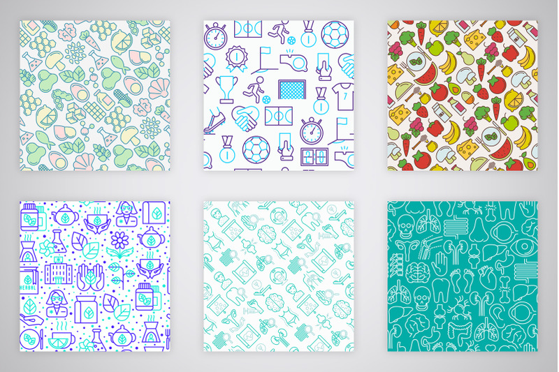 100-seamless-patterns-thin-line-icons