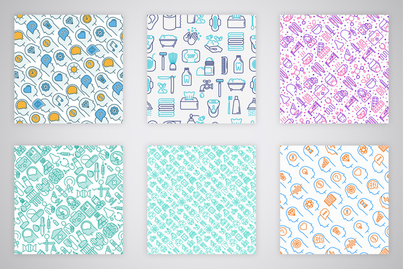 100-seamless-patterns-thin-line-icons