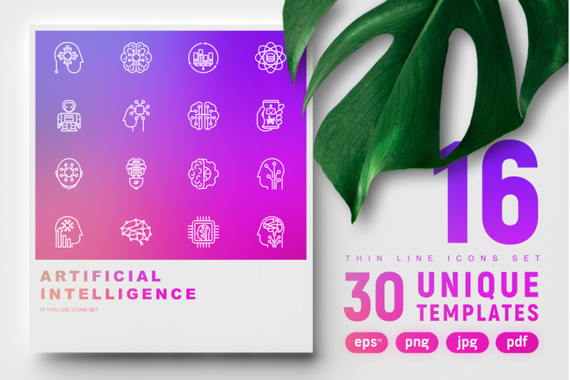 artificial-intelligence-thin-line-icons-set-concept