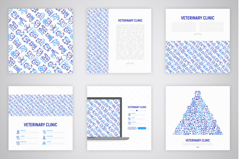 veterinary-clinic-thin-line-icons-set-concept