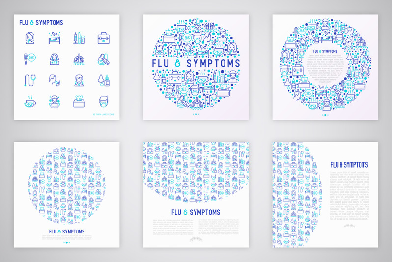flu-amp-symptoms-thin-line-icons-set-concept
