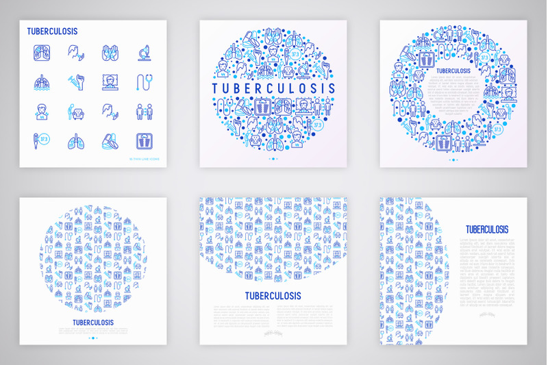 tuberculosis-thin-line-icons-set-concept