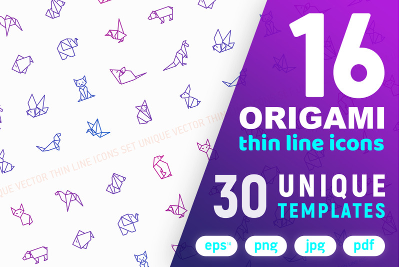origami-thin-line-icons-set-concept