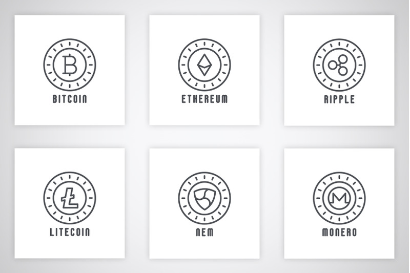 100-crypto-currency-thin-line-icons