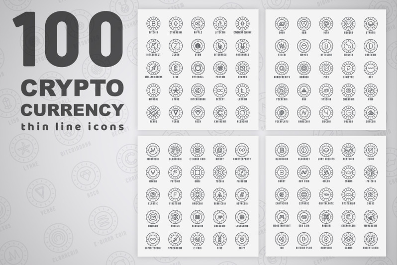 100-crypto-currency-thin-line-icons