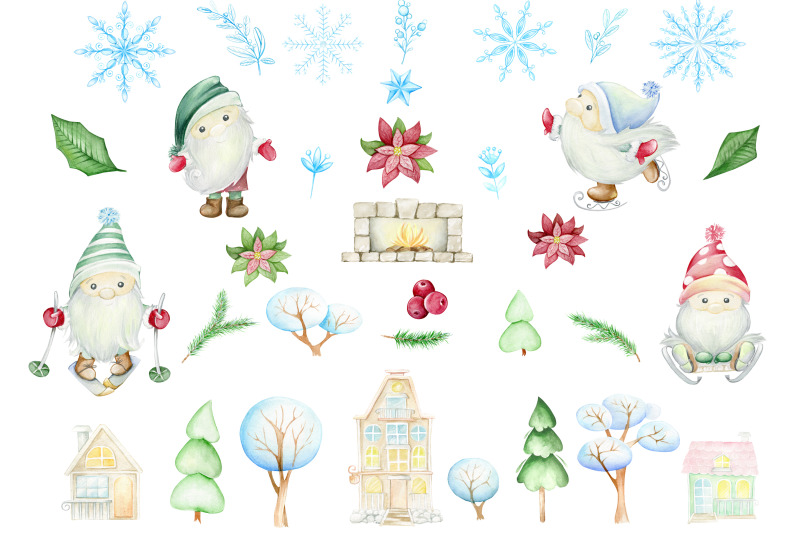 christmas-gnomes-watercolor-clipart-nordic-scandinavian-magical-wi