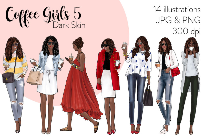 watercolor-fashion-clipart-coffee-girls-5-dark-skin