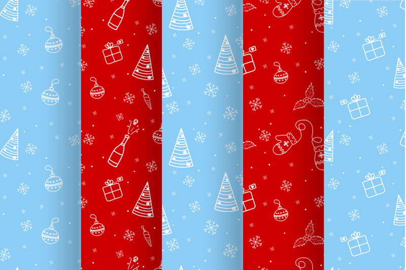 christmas-vector-seamless-patterns