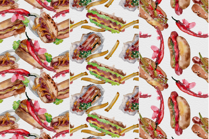 fast-food-hot-dog-watercolor-png