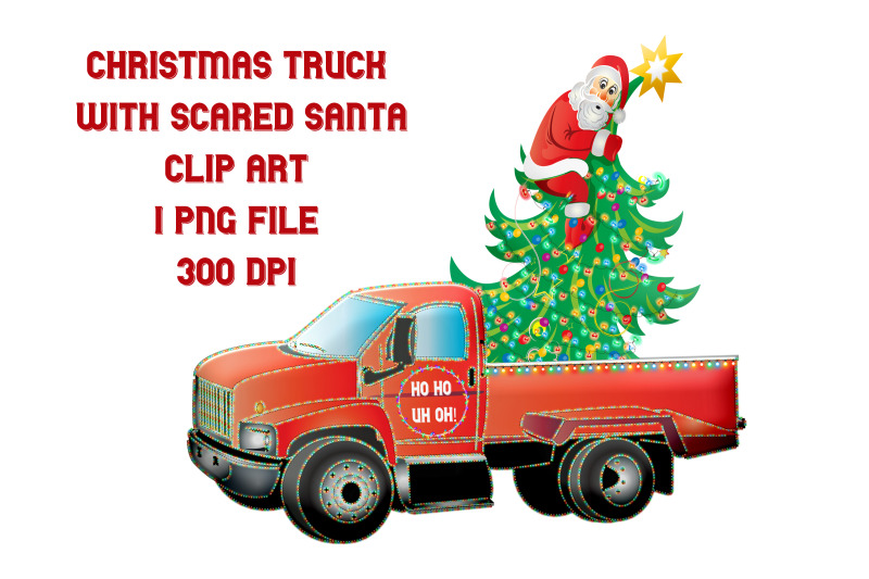 christmas-red-truck-with-scared-santa