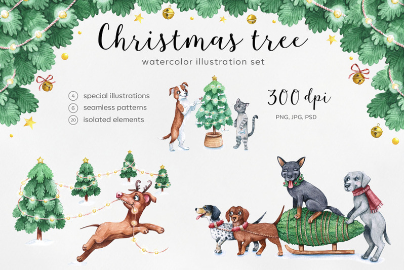 watercolor-christmas-illustrations-dogs-christmas
