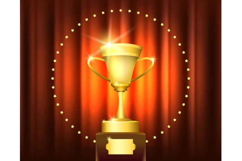 golden-trophy-cup-award-in-circle-of-stars-on-red-curtain-winner-cere