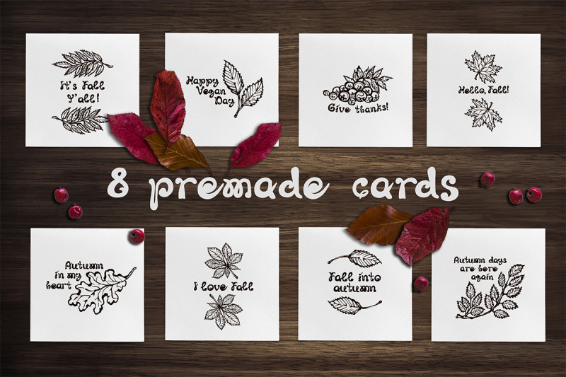 8-hand-drawn-cards-with-leaves-and-text