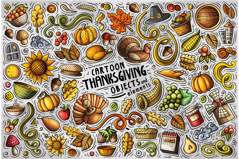 thanksgiving-cartoon-objects-set