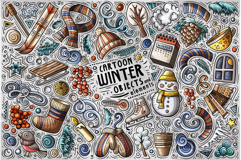 winter-season-cartoon-objects-set