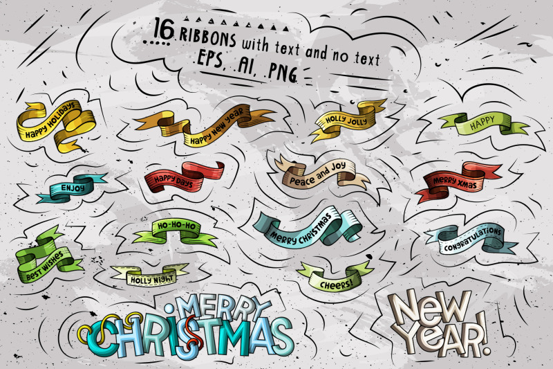 new-year-cartoon-objects-set