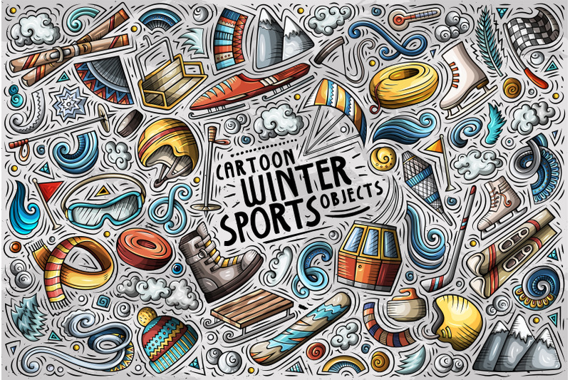winter-sports-cartoon-objects-set