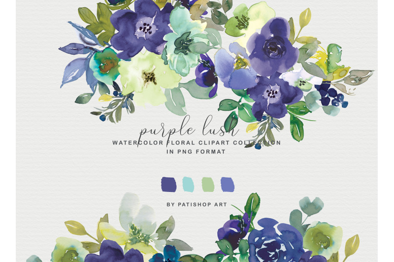 purple-watercolor-floral-clipart-collection