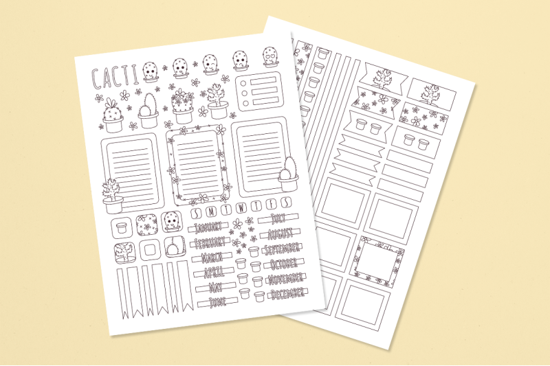 cacti-sticker-set