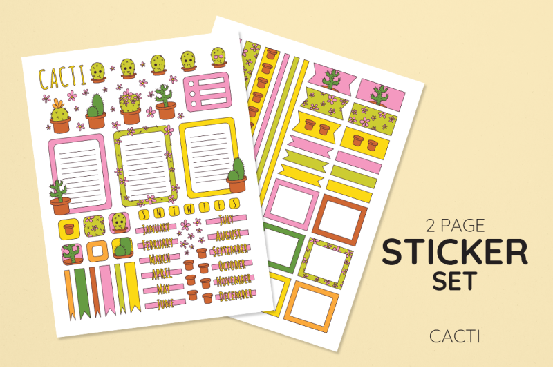 cacti-sticker-set