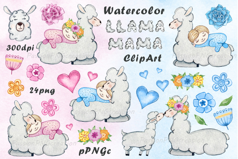 watercolor-llama-mama-clipart