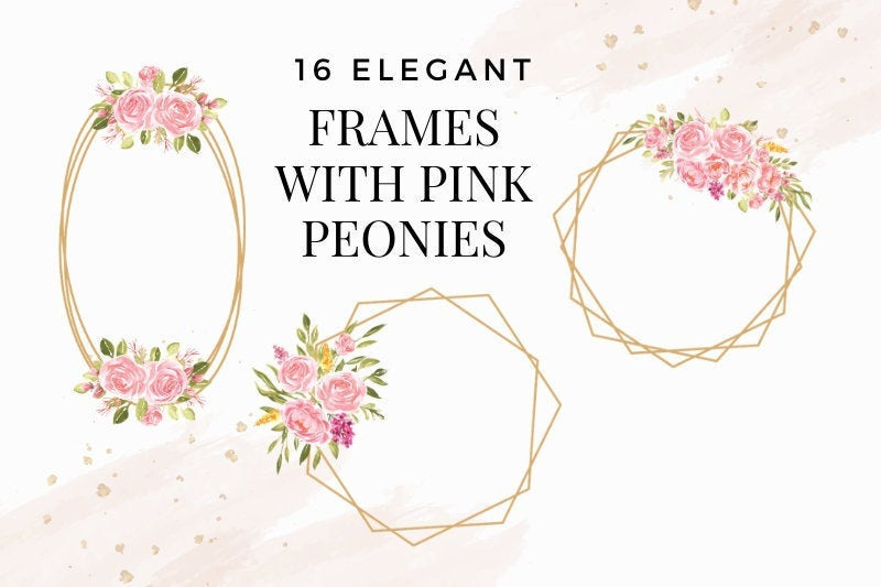 frames-with-pink-watercolor-peonies